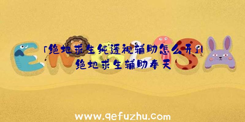 「绝地求生纯透视辅助怎么开」|绝地求生辅助奉天